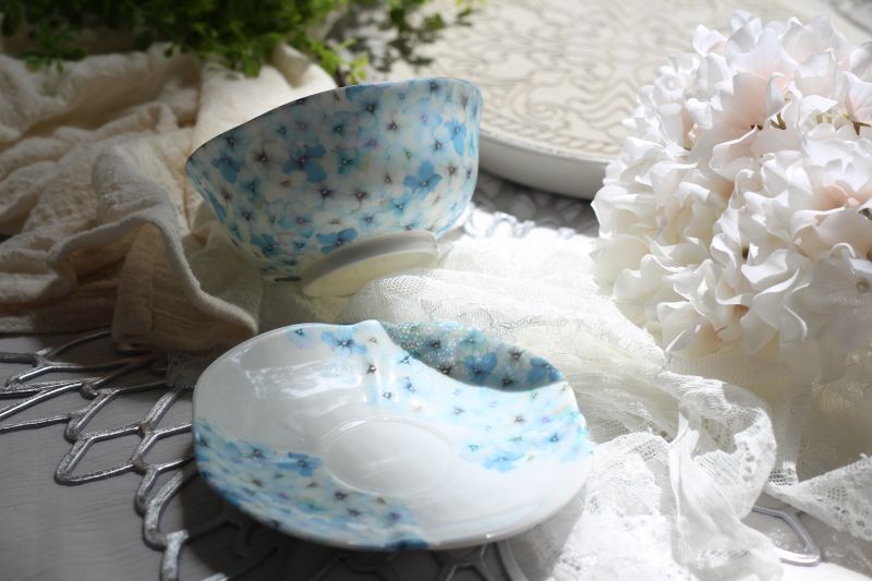 白磁用転写紙hydrangea5枚セットブルーポーセラーツのオリジナル転写紙販売ショップ【フルールアフルール】